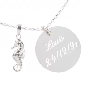 Pendentif hippocampe personnalisé | Gravure texte ou prénom