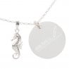 Pendentif hippocampe gravé texte