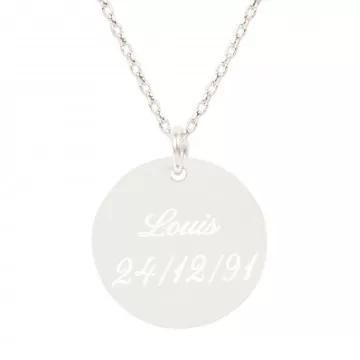 Collier rond en argent gravé