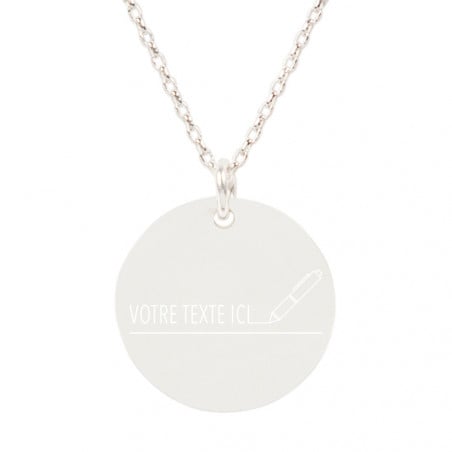 Collier rond en argent texte gravé