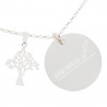 Collier arbre argent texte gravé