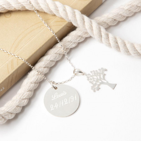 Pendentif arbre argent personnalisable