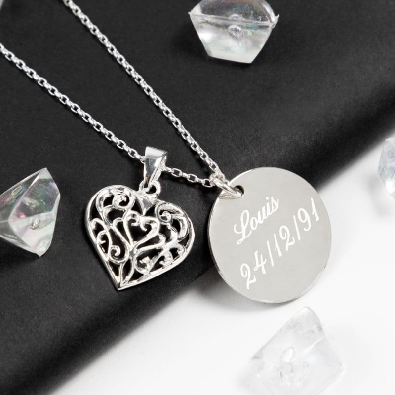 Collier arbre de vie coeur personnalisable