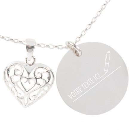 Collier arbre de vie coeur gravé