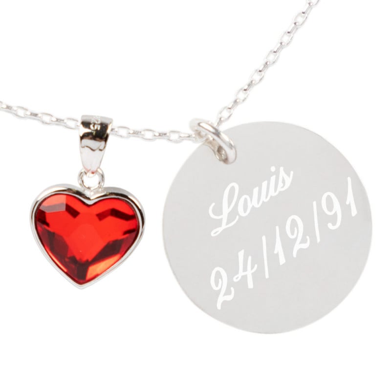 Collier coeur swarovski personnalisé