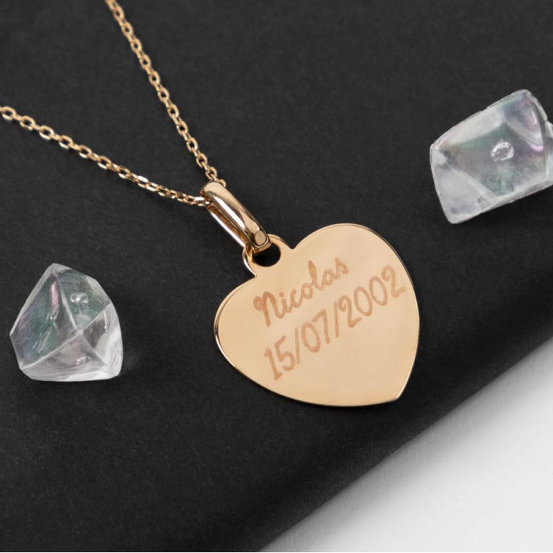 Collier plaqué or coeur personnalisable