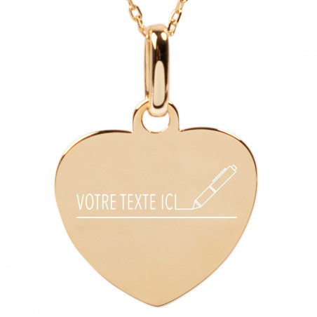 Collier plaqué or cœur texte gravé