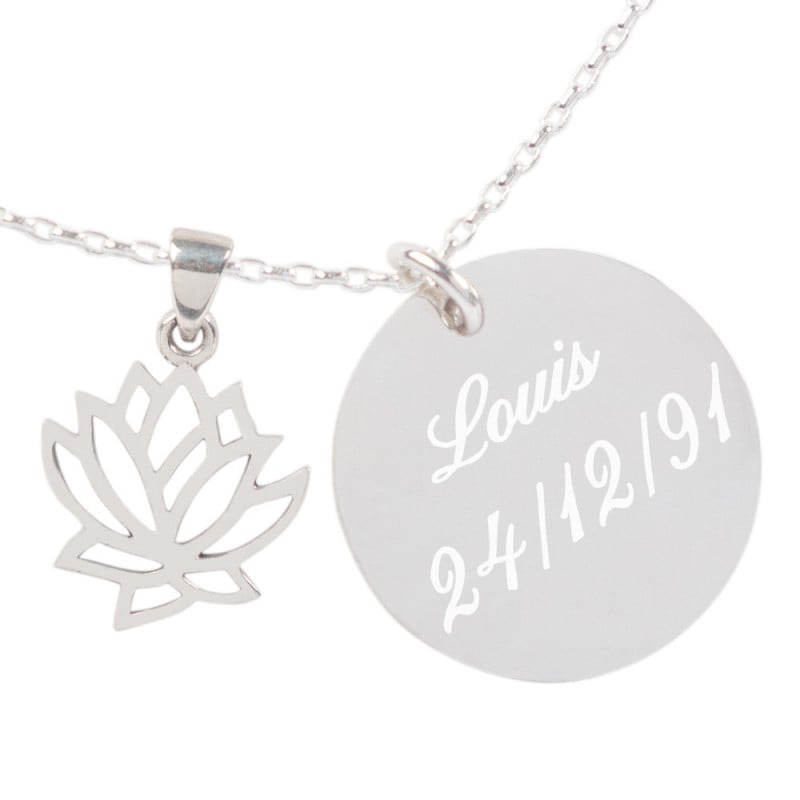 Pendentif fleur lotus personnalisé