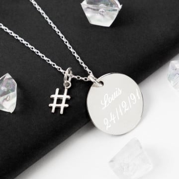 Collier hashtag original gravé - Pendentif hashtag personnalisé