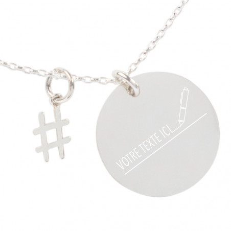 Pendentif hashtag texte à graver