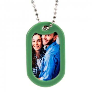 Dog tag personnalisé avec bords verts