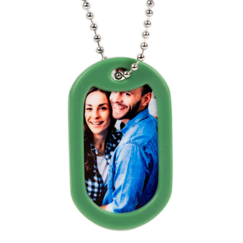 Dog tag personnalisé avec bords verts