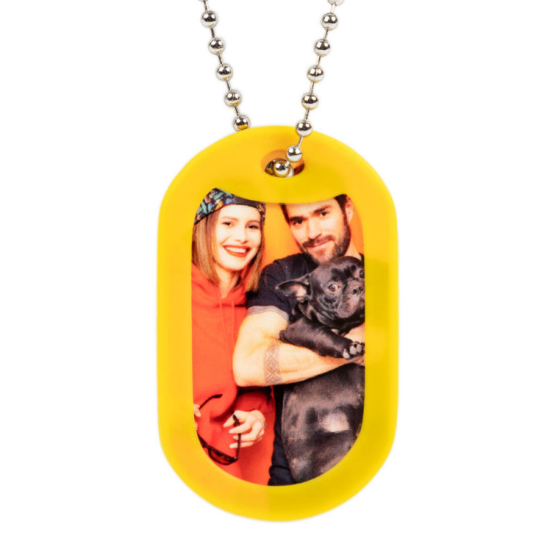 Collier dog tag jaune personnalisé