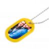 Dog tag jaune personnalisé photos