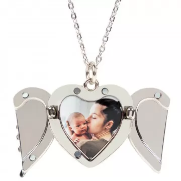 Collier médaillon coeur personnalisé - Collier ange imprimé photo