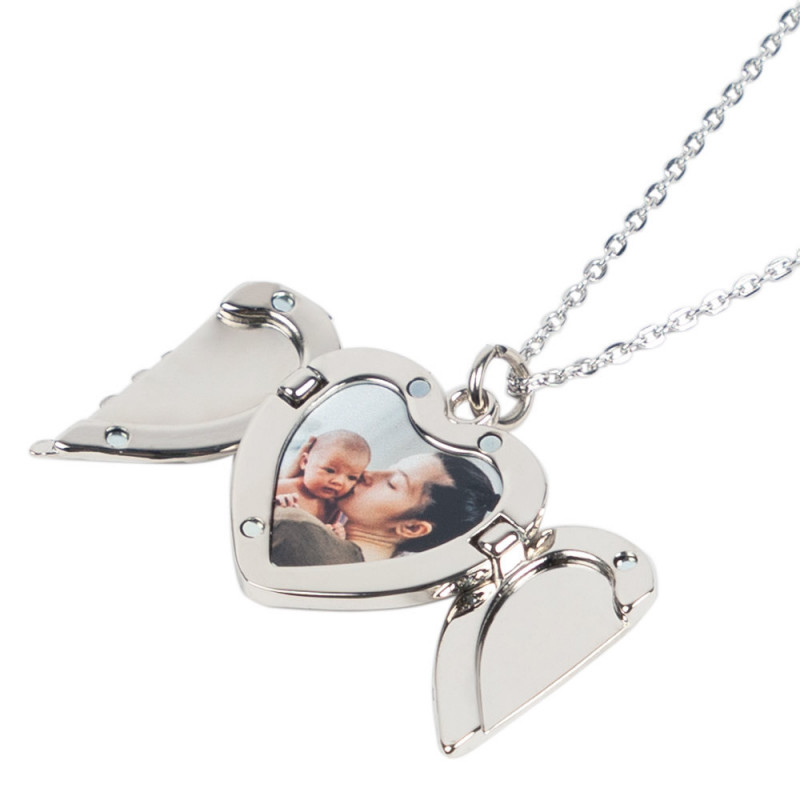 Collier Médaillon Cœur Argenté - Ouverture Secrète, Style Fantaisie élégant