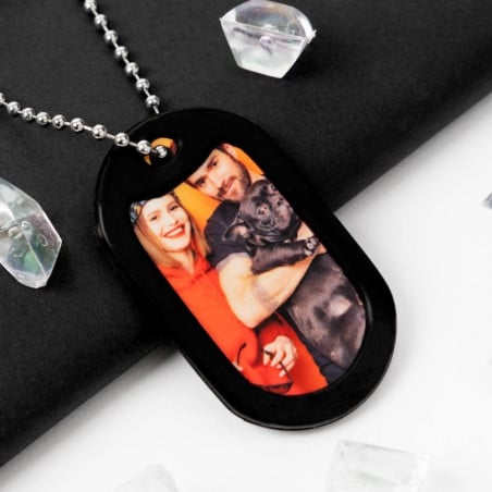 Dog tag noir personnalisable