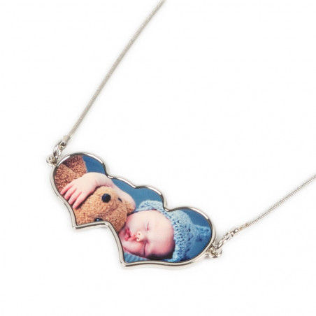 Pendentif double cœur personnalisable