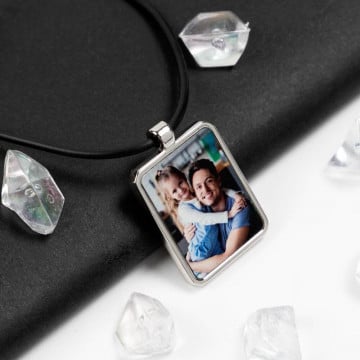Collier en forme de rectangle personnalisé - Collier imprimé avec cordon