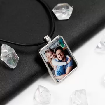 Collier en forme de rectangle personnalisé - Collier imprimé avec cordon