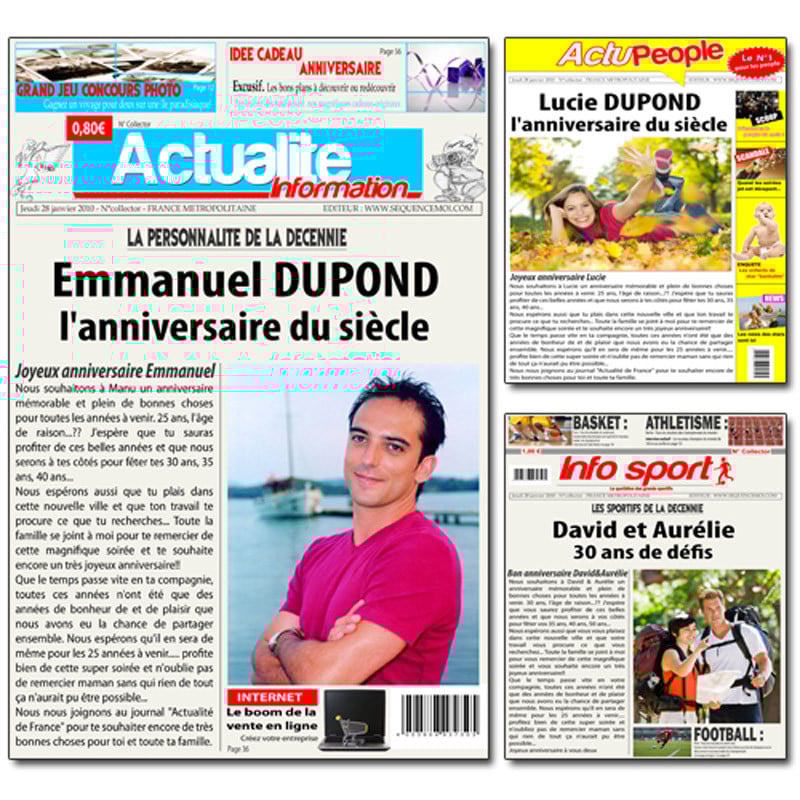 Fausse une de journal personnalisé