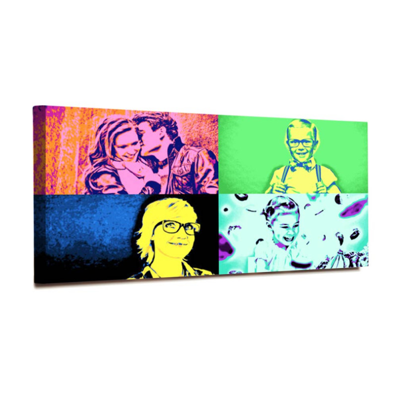 Toile pop art 4 photos rectangle