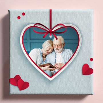 Tableau personnalisé photo coeur pour les amoureux