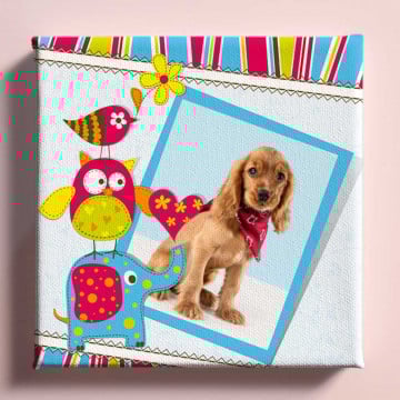 Tableau toile photo montage animal coloré