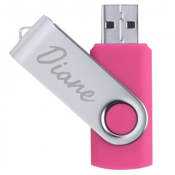 Clé USB rose personnalisé gravé