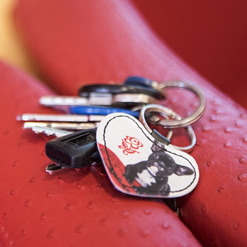Porte clé cuir cœur avec 1 photo imprimée