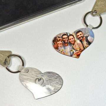 Lot de 2 porte clés en forme de cœur personnalisable photo