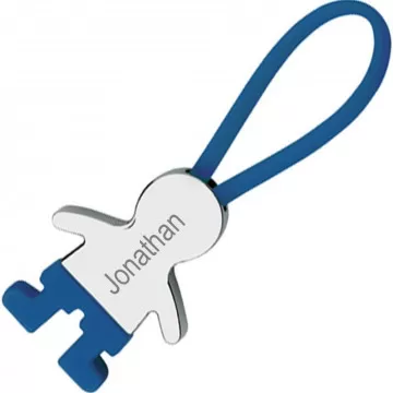 Porte clef garçon bleu gravé