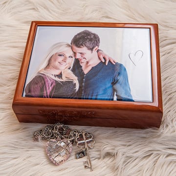 Boite à souvenirs personnalisée photo en bois