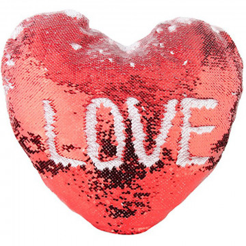 Coussin coeur sequin rouge à personnaliser