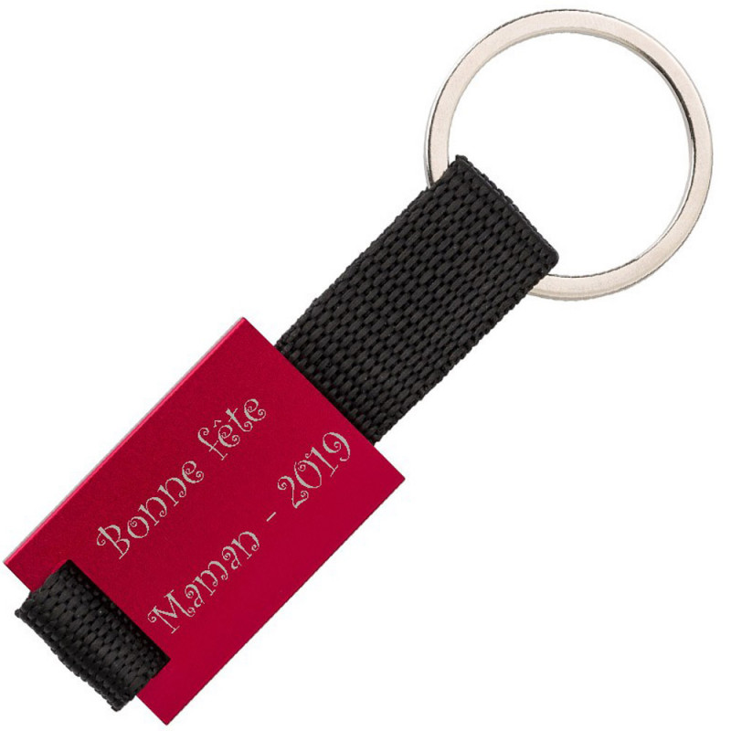 Porte clefs métal rouge gravé