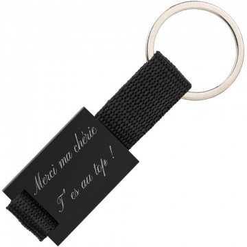 Porte clé métal noir gravé
