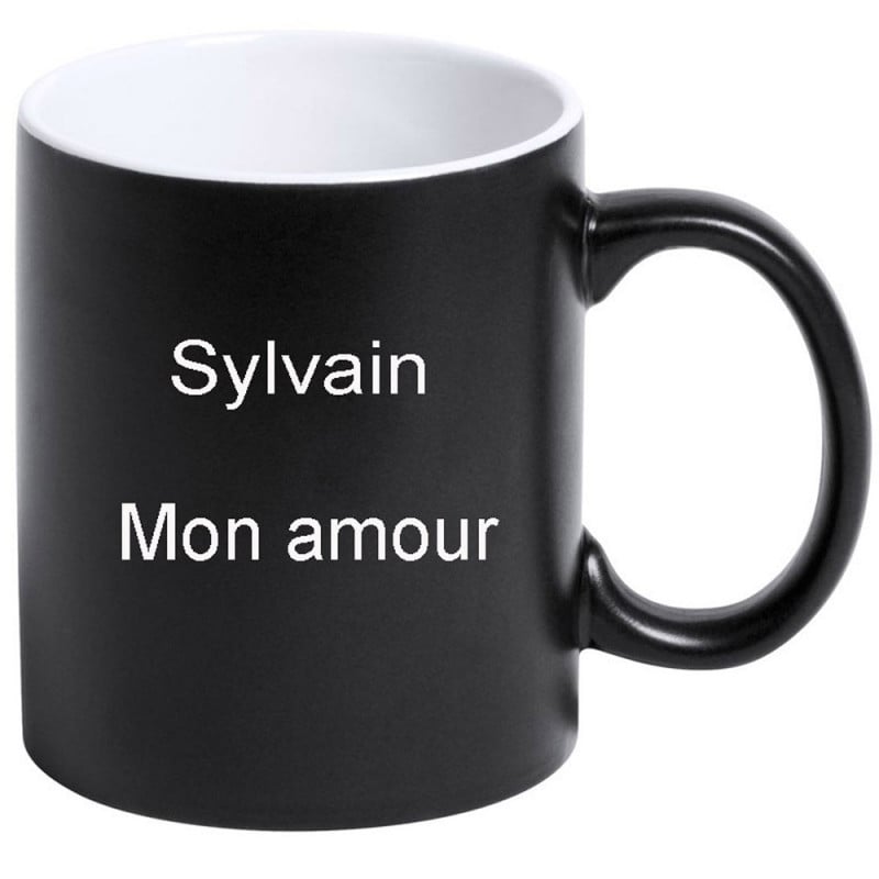 Mug noir et blanc gravé