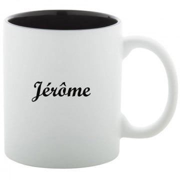 Un mug blanc avec gravure texte noire
