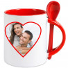 Mug rouge avec cuillère et à personnaliser