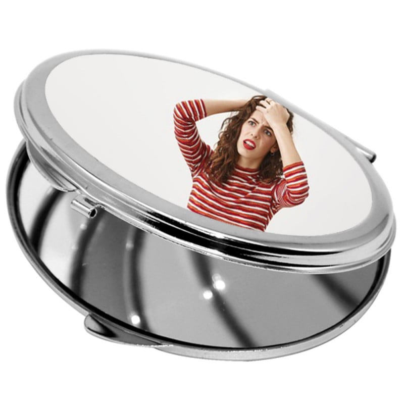 Miroir de poche ovale avec photo