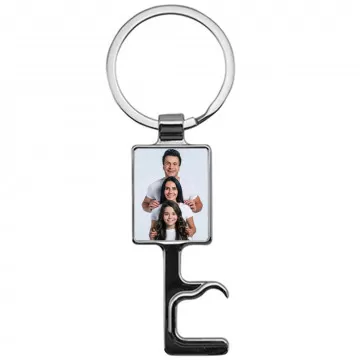 Porte clés décapsuleur rectangle personnalisé avec photo