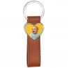 Porte clef simili cuir brun coeur personnalisé