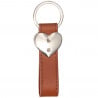 Porte clef simili cuir brun coeur