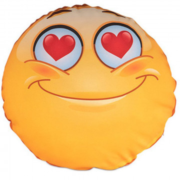 Coussin rond smiley coeur à personnaliser