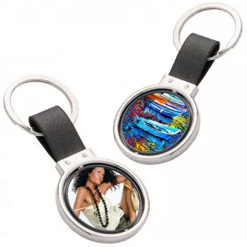 Porte clef tournant rond avec 2 photos à imprimer
