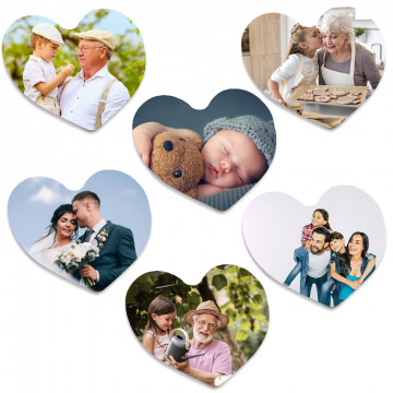 Magnets personnalisés en forme de coeur vendus par lot de 6