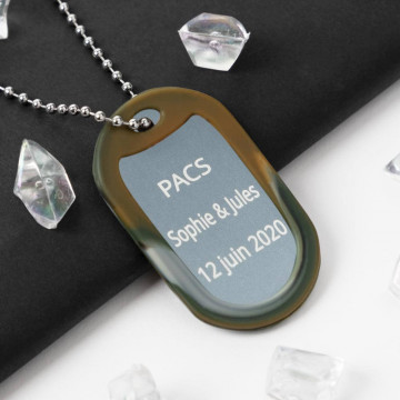 Collier dog tag camouflage personnalisé
