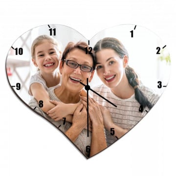 Horloge en bois coeur avec photo
