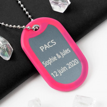 Dog tag rose pour femme personnalisé - Collier dog tag femme
