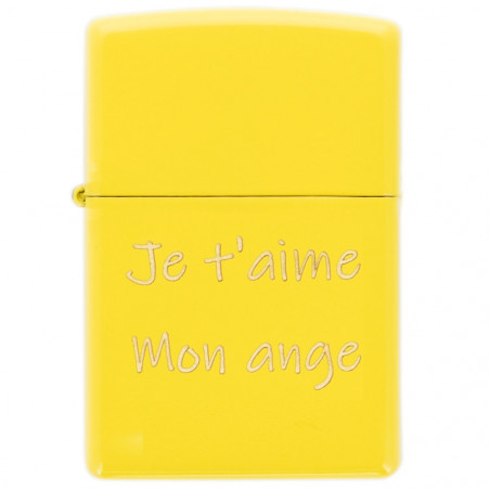 Zippo yellow gravé